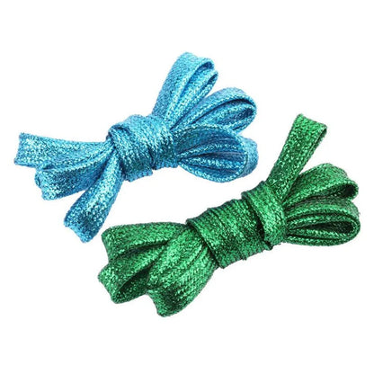 1 Pair Shiny Gold Silver Thread Shoelaces Glitter Flat Shoelaces Sparkly Bootlaces Colors Shimmering 110cm Shoe Laces Colored
