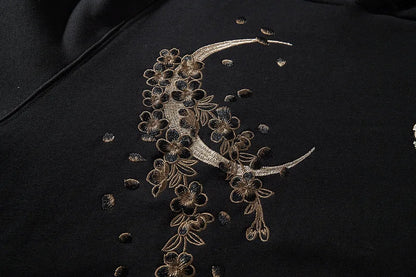 High Quality Embroidery Man Women Hoodies Harajuku 100% Cotton Hooded Sweatshirts Autumn Long Sleeve Black Pullover Loose Tops