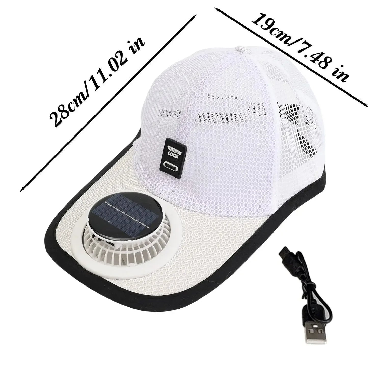 Solar Powered Cap with Fan Summer Breathable Mesh Sun Protection Outdoor Baseball Hat for Men USB Rechargeable Cooling Headwear