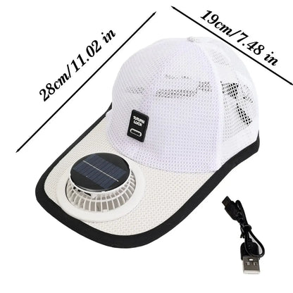 Solar Powered Cap with Fan Summer Breathable Mesh Sun Protection Outdoor Baseball Hat for Men USB Rechargeable Cooling Headwear