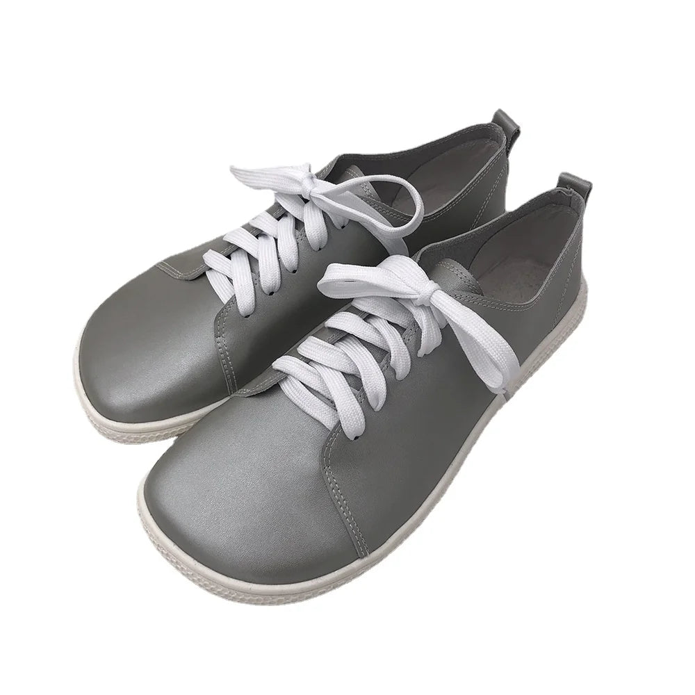 Tipsietoes 2025 Sprinng Autumn Genuine Leather Barefoot Sneaker For Women Flat Soft Thin Out Sole Zero Drop Wider Toe Box