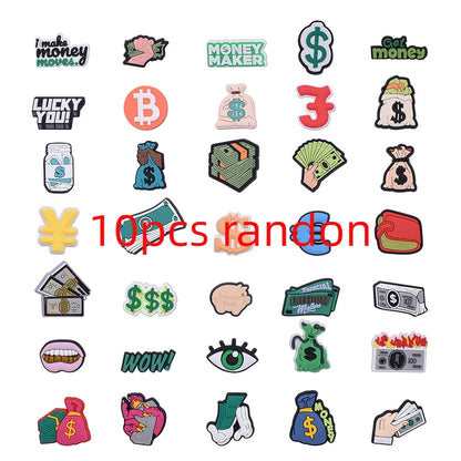 2pcs Lot Coin Money Shaped Character Shoe Buckles Charms Combination Designer for Women Accessories for Girls Adults Unisex Gift