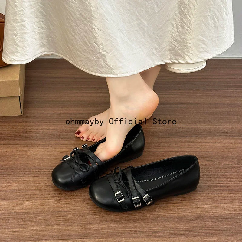 Silver Women Ballet Flats Comfortable Round Toe Shallow Shoes 2026 New Spring Autumn Vintage Ladies Dress Mary Jane Shoes