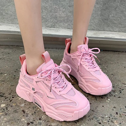 Women Purple Platform Sports Shoes Women Thick Sole Breathable Black Casual Shoes Fashion Slip On 2025 Outdoor Walking Sneakers