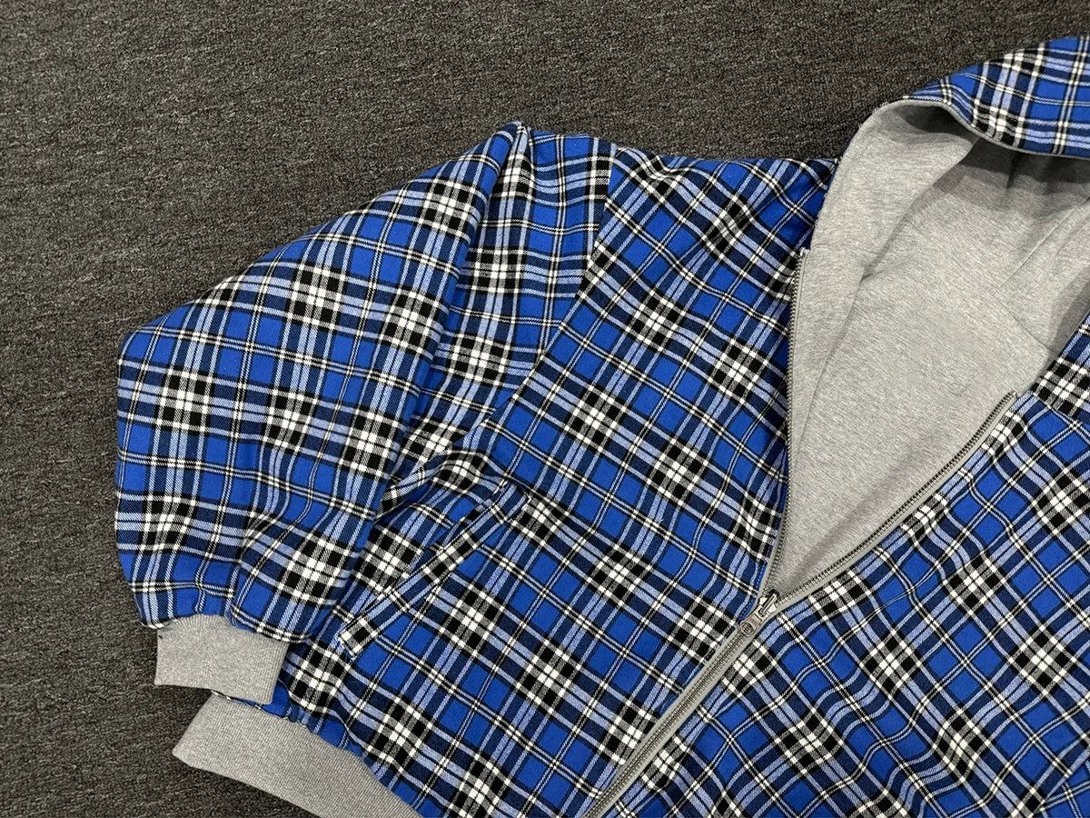 Mauroicardi Spring Oversized Reversible Hoodies Men Luxury Designer Clothing Hoodie with Plaid Lining Sweatshirt Streetwear 2025