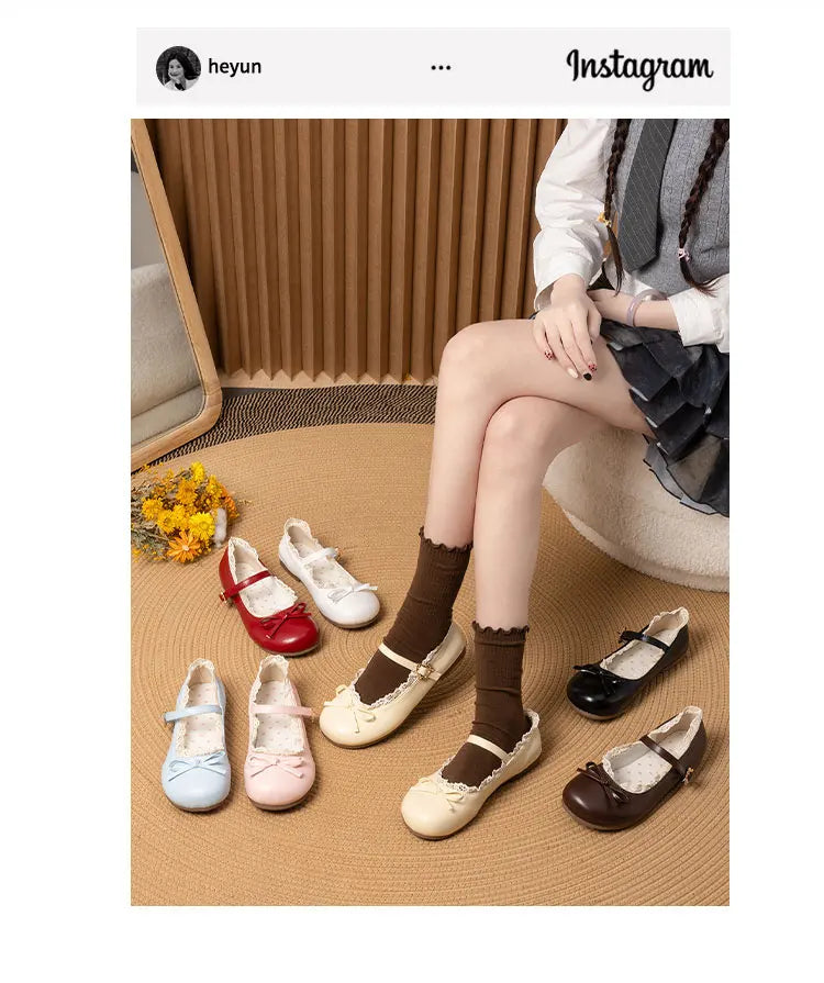 Spring Autumn Pink White Mary Janes Flat Shoes Woman Round Toe Buckle Strap Lolita Girls Student Ballet Flats Plus Size
