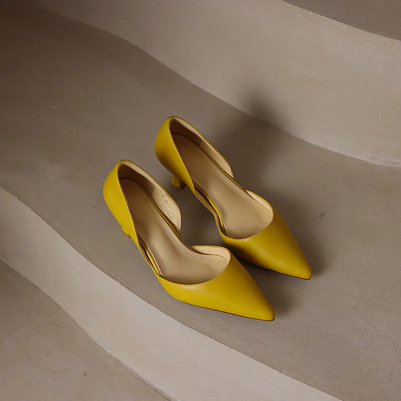 FEDONAS Basic Women Pumps Spring Summer Dress Office Ladies Pointed Toe Thin Heels Genuine Leather Shoes Woman Fashion Elegant