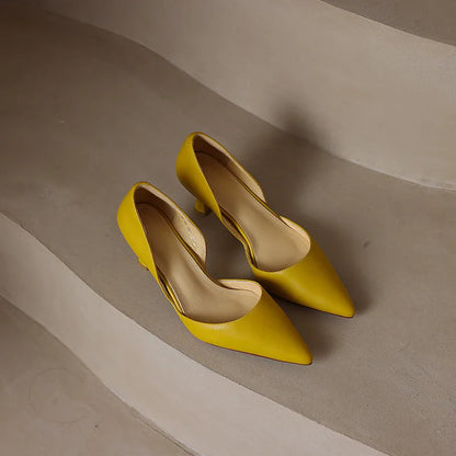 FEDONAS Basic Women Pumps Spring Summer Dress Office Ladies Pointed Toe Thin Heels Genuine Leather Shoes Woman Fashion Elegant