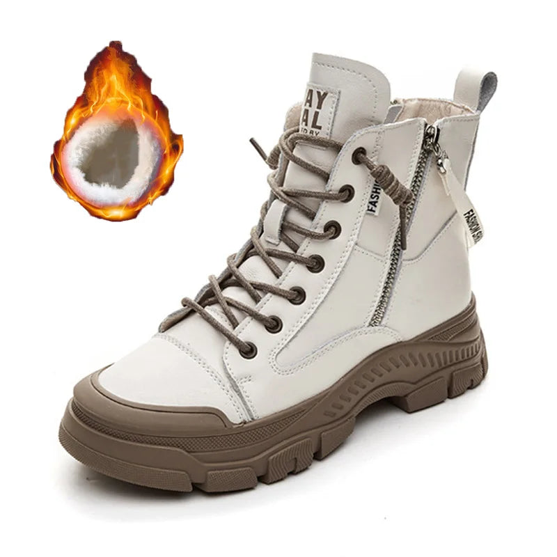 GKTINOO 2026 Autumn Winter Shoes Genuine Leather Sneakers Waterproof Boots for Women Thick Sole Women Ankle Boots Ladies Botas