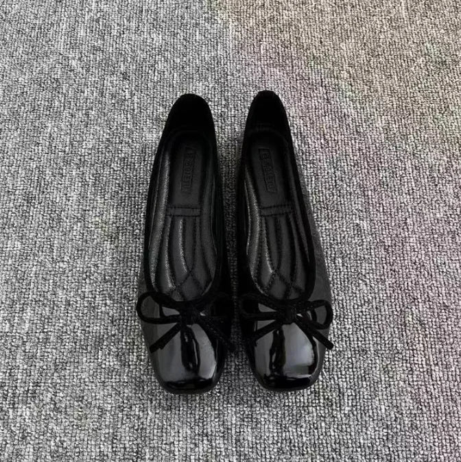 Women's Square Toe Bowknot Loafers, Shallow Slip-On Flat Shoes, Soft Sole Comfortable, Summer Casual Office Commuter, Plus Size
