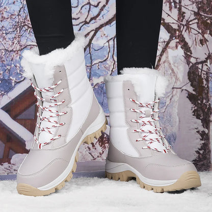 Mid-tube Boots Women's Cotton Boots Plus Velvet Non-Slip Autumn and Winter Snow Boots Women's Korean Fashion Thick-soled Antifre