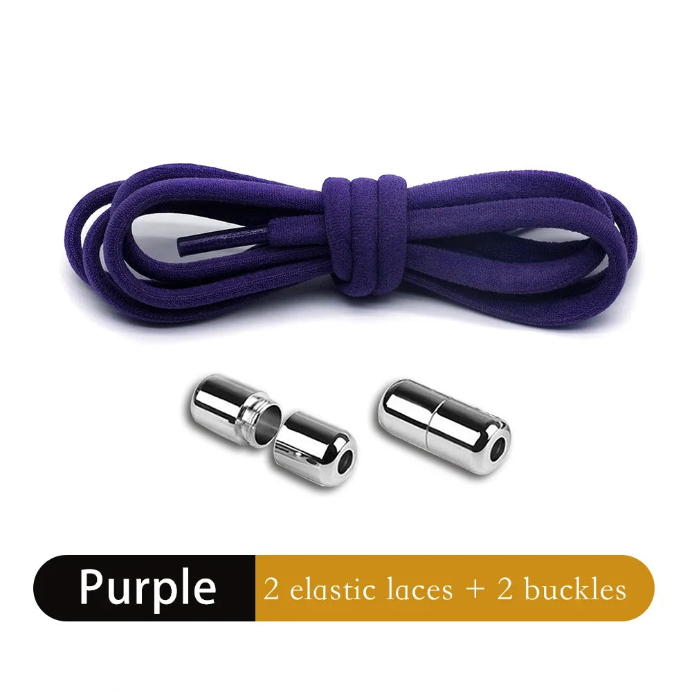 Leisure Sneakers Laces No Tie Shoelaces Elastic Quick Flat Shoelace Kids and Adult Lazy Laces Metal Lock Semicircle Shoelaces