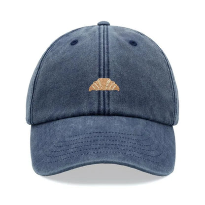1pc Croissant Printing Retro Baseball Caps,leisure Washed Unisex Dad Hat Adjustable Faded Sports Sun Food Hiking Summer Holiday