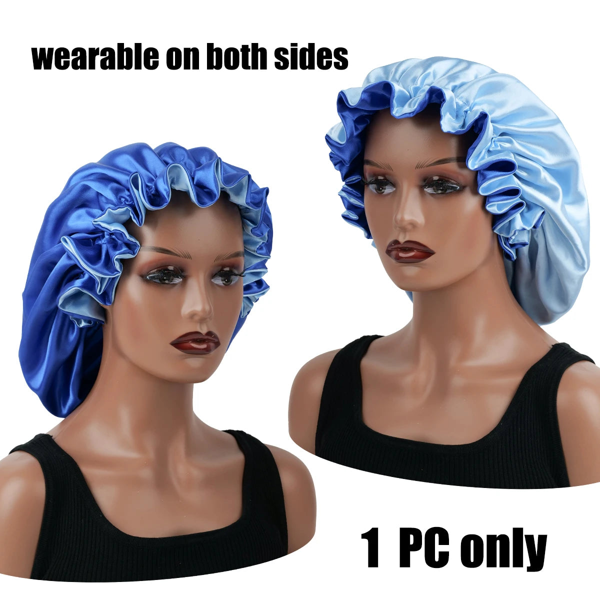 1Pc Double-Layered Minimalist Hair Bonnet Satin Bonnet Sleep Caps Can Be Worn on Both Sides Versatile Cap for Men/Women