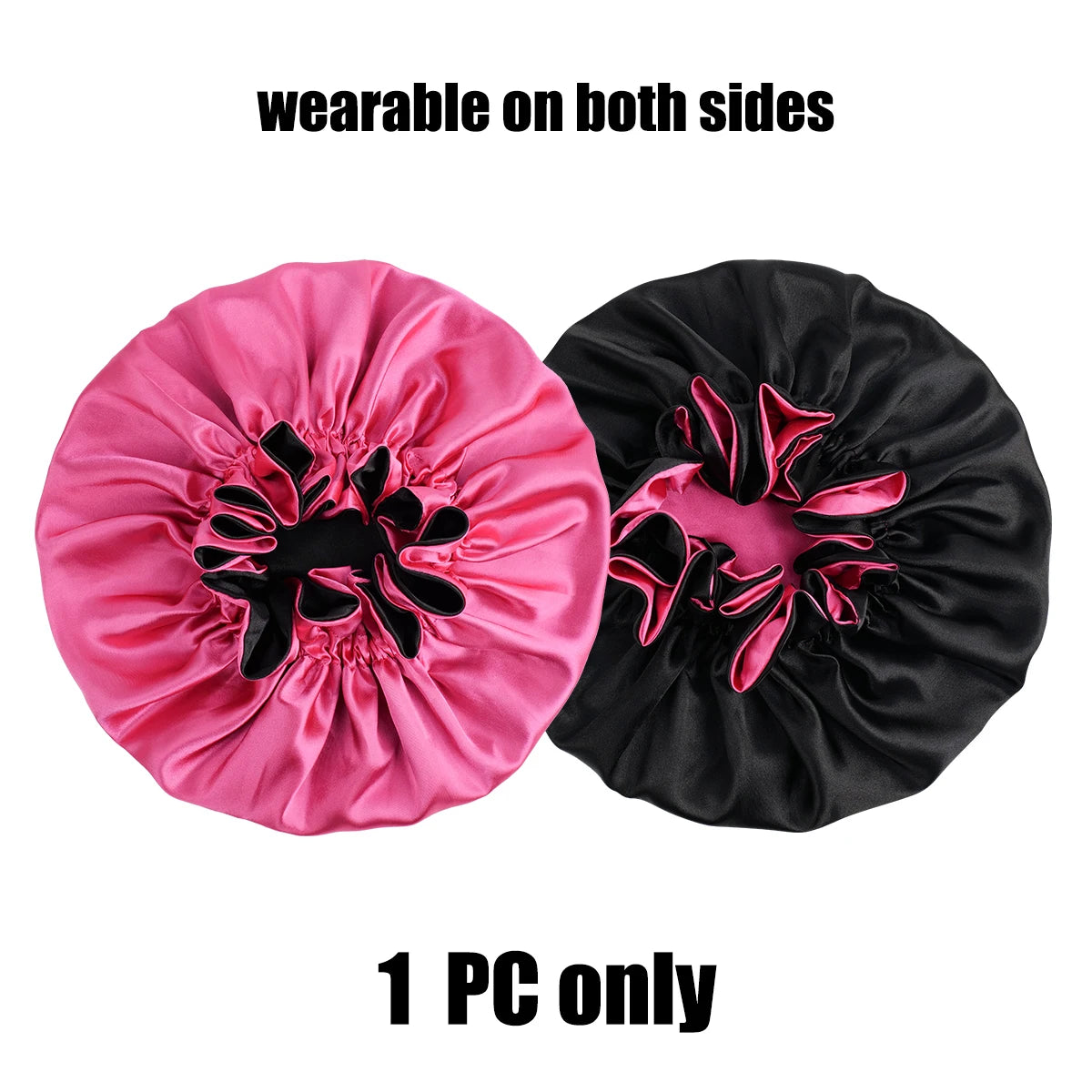 1Pc Double-Layered Minimalist Hair Bonnet Satin Bonnet Sleep Caps Can Be Worn on Both Sides Versatile Cap for Men/Women