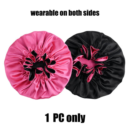 1Pc Double-Layered Minimalist Hair Bonnet Satin Bonnet Sleep Caps Can Be Worn on Both Sides Versatile Cap for Men/Women