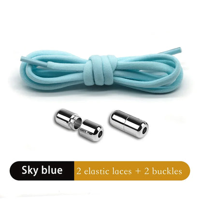 Leisure Sneakers Laces No Tie Shoelaces Elastic Quick Flat Shoelace Kids and Adult Lazy Laces Metal Lock Semicircle Shoelaces