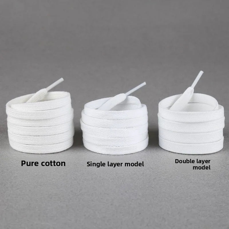 White Shoelaces Round Canvas Shoes Sports Casual Sneakers Basketball Shoes Flat Men and Women Cotton Versatile Pure White