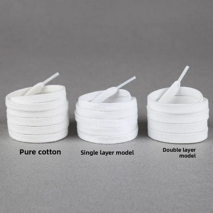 White Shoelaces Round Canvas Shoes Sports Casual Sneakers Basketball Shoes Flat Men and Women Cotton Versatile Pure White
