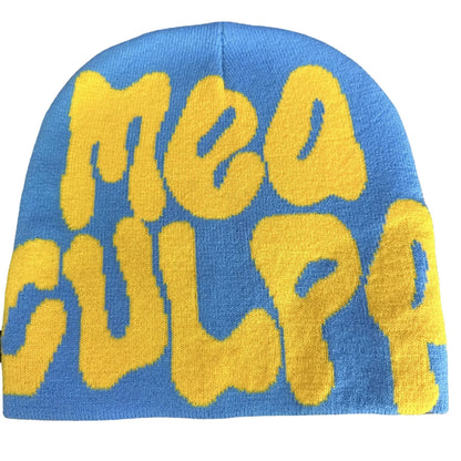 Mea Culpas Beanies Hats For Women Men Autumn Winter Fashion Printed Wool Acrylic Knitted Caps Bonnet Kpop Elastic Skullies Hat