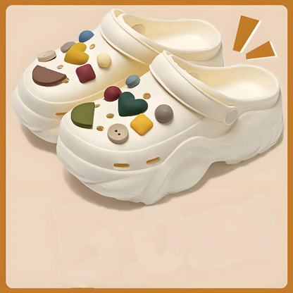 Women DIY Cute Animal button Decor Clogs Fashion Summer Spring Autumn Beach Sandals Cave Hole Female Garden Shoes Students Girls