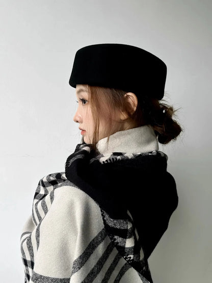 2025 Women's Hard Top Wool Beret Hat White Black Khaki Wool Felt Newsboy Hat Fashion Retro Fascinating Hostess Formal Designer