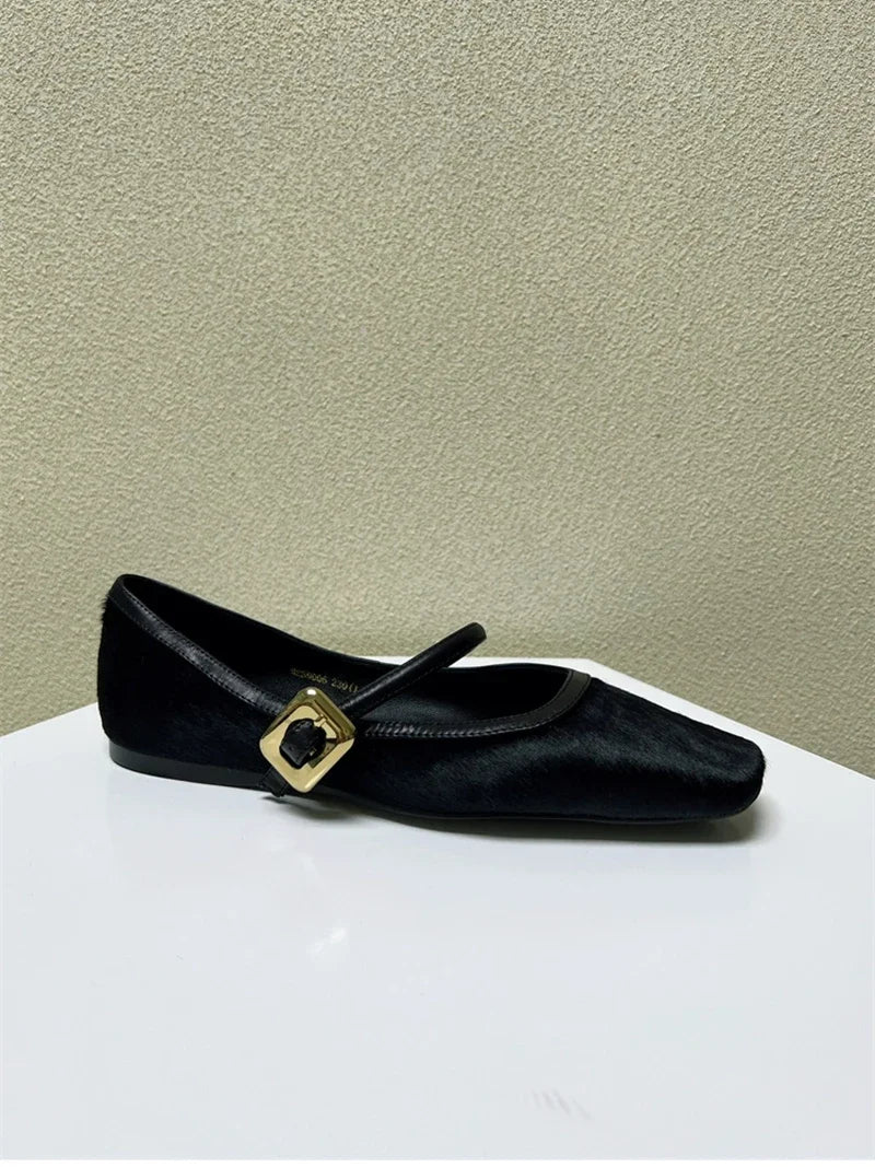 Designer Spring Autumn Women Leopard Shoes Fashion Shallow Buckle Ladies Flats Shoes Square Toe Women's Mary Jane Shoes