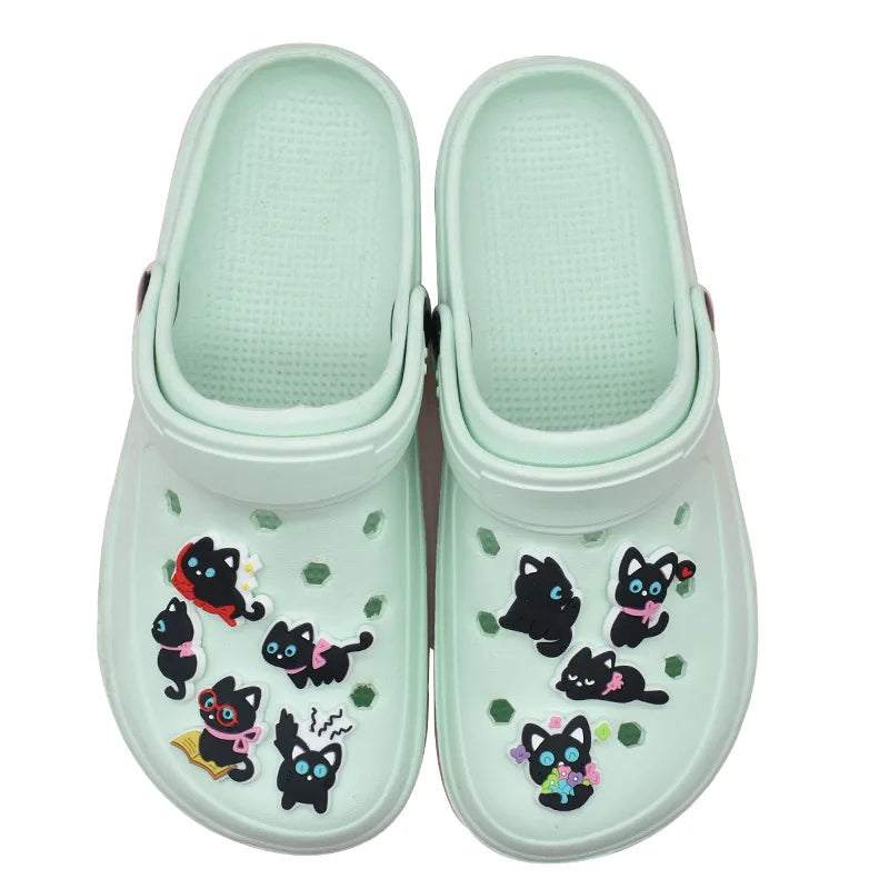 lovely cat series PVC shoe Charms Slippers Buckle combination Fit Wristbands accessories Decoration Bands gift unisex party