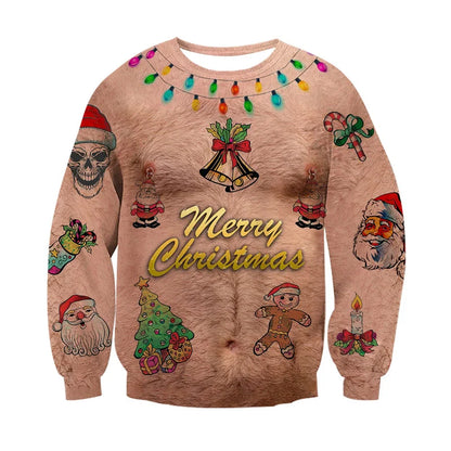 Fashion Ugly Christmas Sweater Men Women 3d Printing Funny Xmas Sweatshirt Crewneck Long Sleeve Pullover Oversized Hoodies