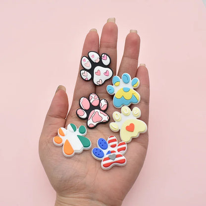 lovely dog paw PVC shoe Charms Slippers Buckle combination Fit Wristbands accessories Decoration Bands gift unisex party
