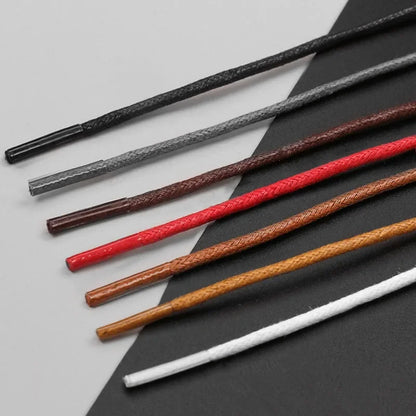 Solid Color Cotton Waxed Shoelaces Leather Waterproof Round Shoe Laces Boots Shoelace Shoestring Accessories