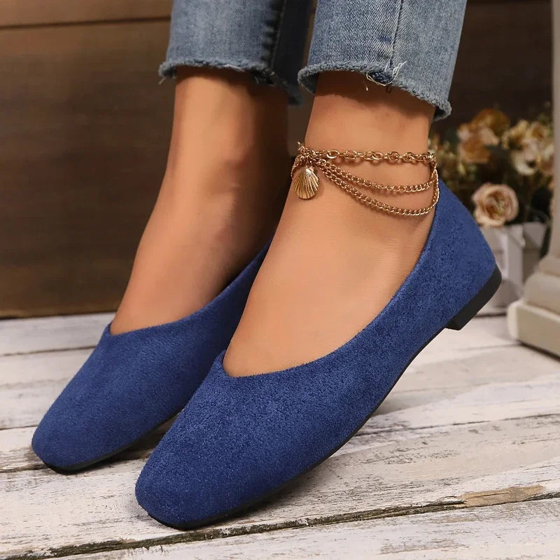 Women's Loafers 2025 New Elegant Ladies Causal Flat Shoes Square-toe Spring Autumn Shallow Women's Fashion Ballet Shoes Simple