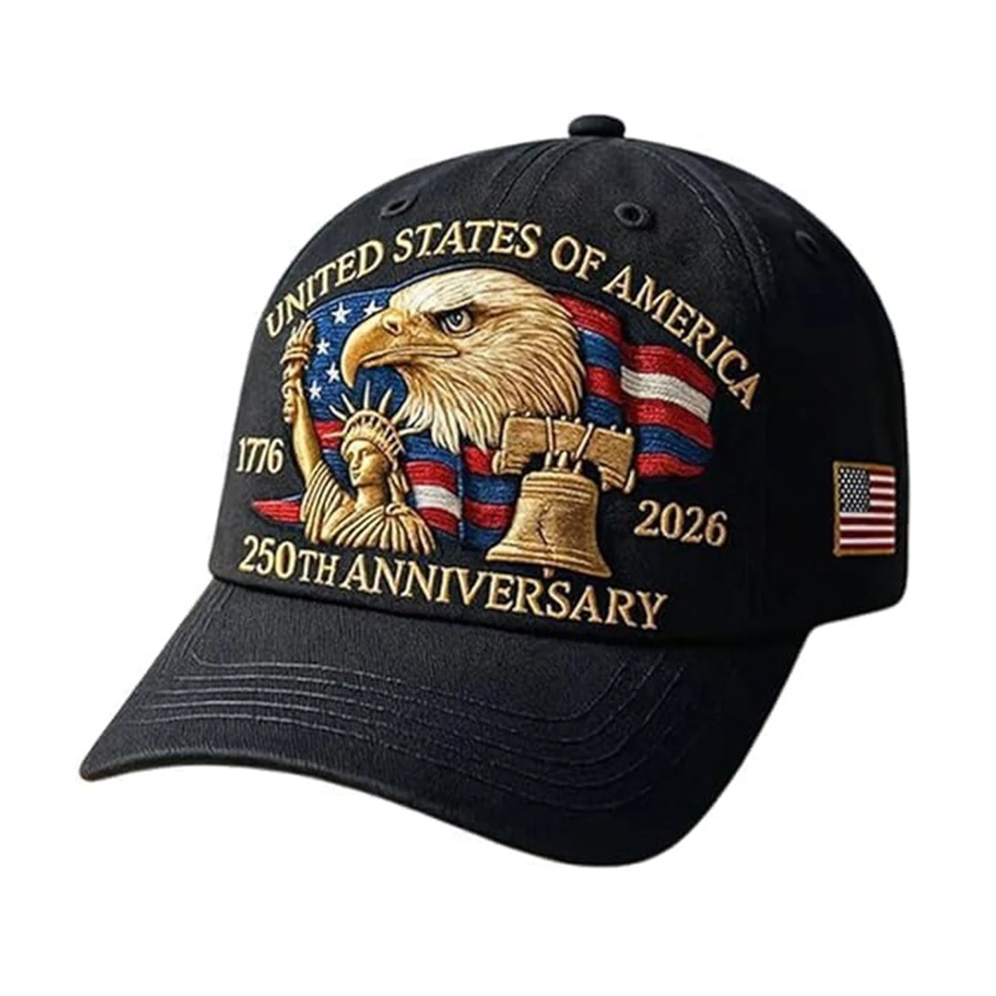 United States 250th Anniversary Cap Adjustable Washed Cotton Baseball Cap Vintage Tribute Eagle Printed Patriotic Trucker Hat