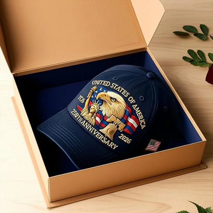 United States 250th Anniversary Cap Adjustable Washed Cotton Baseball Cap Vintage Tribute Eagle Printed Patriotic Trucker Hat