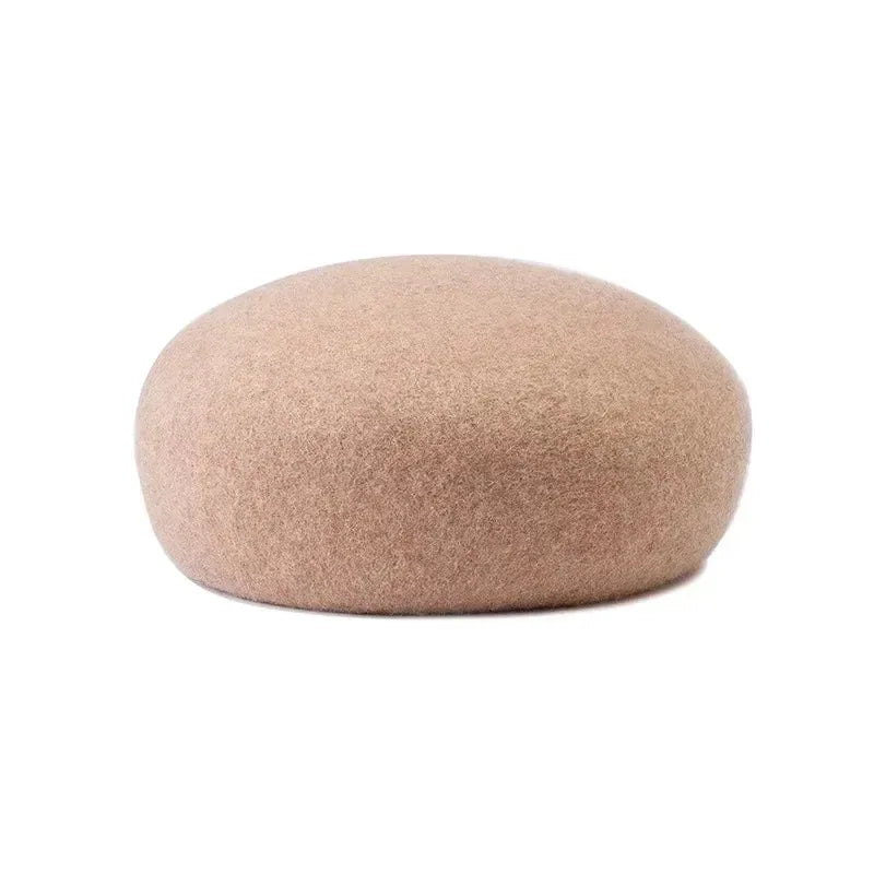 Women Wool Felt Berets Hat Vintage Hard Top Concave Top Fedoras Hats Wedding Fascinator Hats Wedding Cocktail Party Pillbox Cap