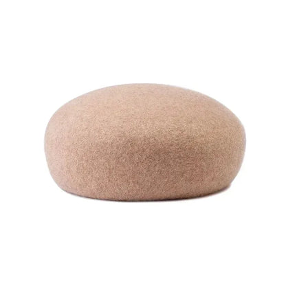 Women Wool Felt Berets Hat Vintage Hard Top Concave Top Fedoras Hats Wedding Fascinator Hats Wedding Cocktail Party Pillbox Cap