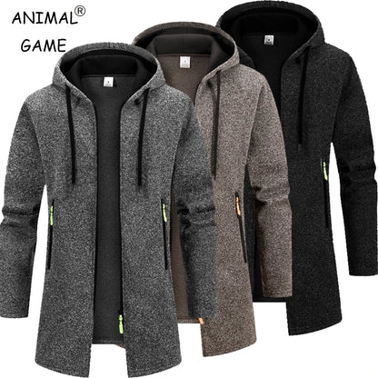 Autumn Men's Long Sweater Sweatshirts Casual Hooded Cardigans Men Outwear Liner Thicker Warm Hoodies Oversize Winter Top Jacket