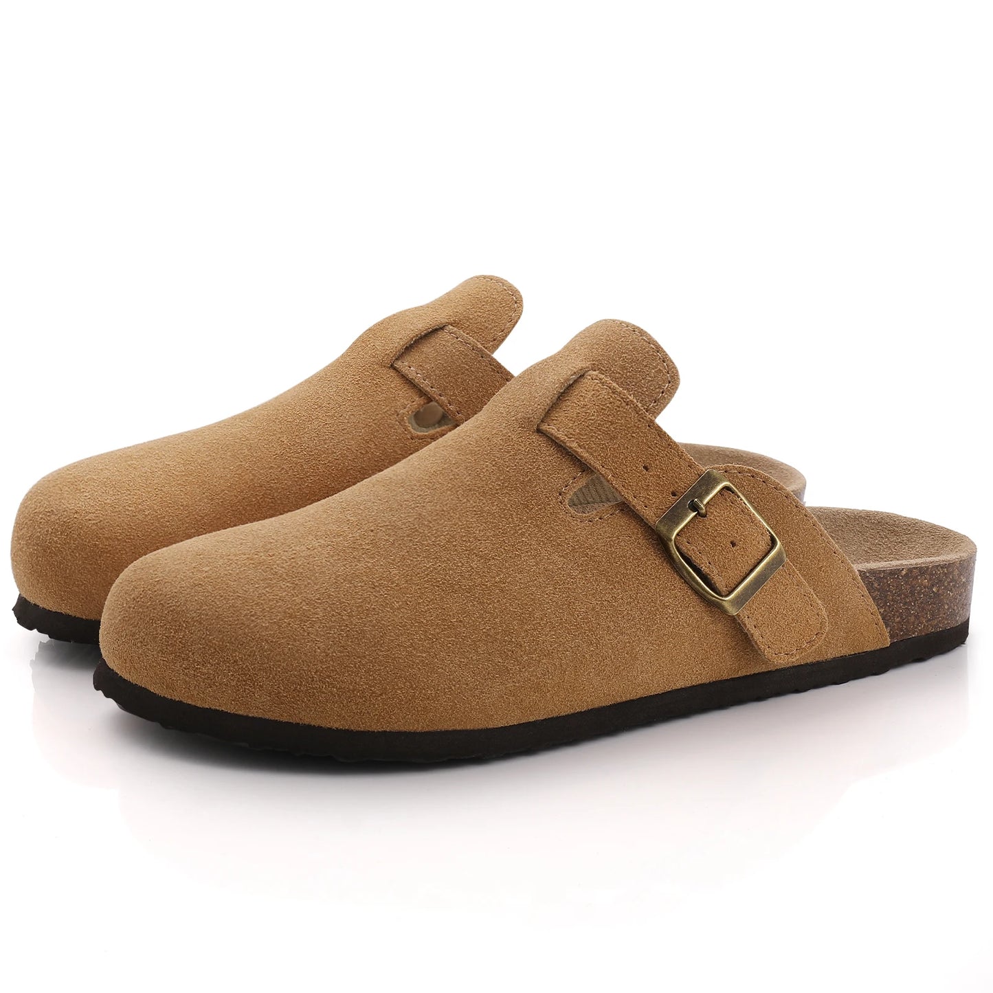 Comwarm Fur Lined Clogs For Women Men Winter Fuzzy Cork Slippers Fur Cork Mules Short Plush House Cork Shoes Winter zuecos mujer