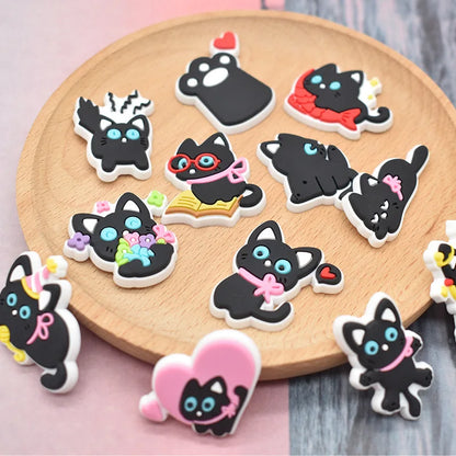lovely cat series PVC shoe Charms Slippers Buckle combination Fit Wristbands accessories Decoration Bands gift unisex party
