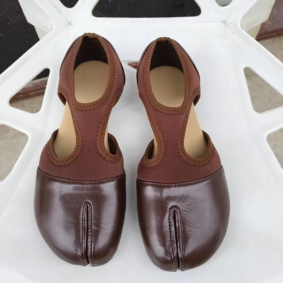 Fashion Soft Leather Split Toe Women Tabi Ballet Flats Spring Autumn Comfortable Walking Lazy Loafers Casual Girls Dance Shoes