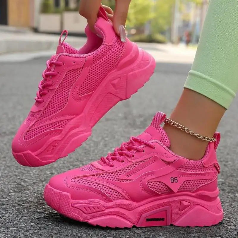 Women Purple Platform Sports Shoes Women Thick Sole Breathable Black Casual Shoes Fashion Slip On 2025 Outdoor Walking Sneakers