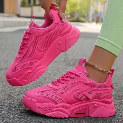 Women Purple Platform Sports Shoes Women Thick Sole Breathable Black Casual Shoes Fashion Slip On 2025 Outdoor Walking Sneakers