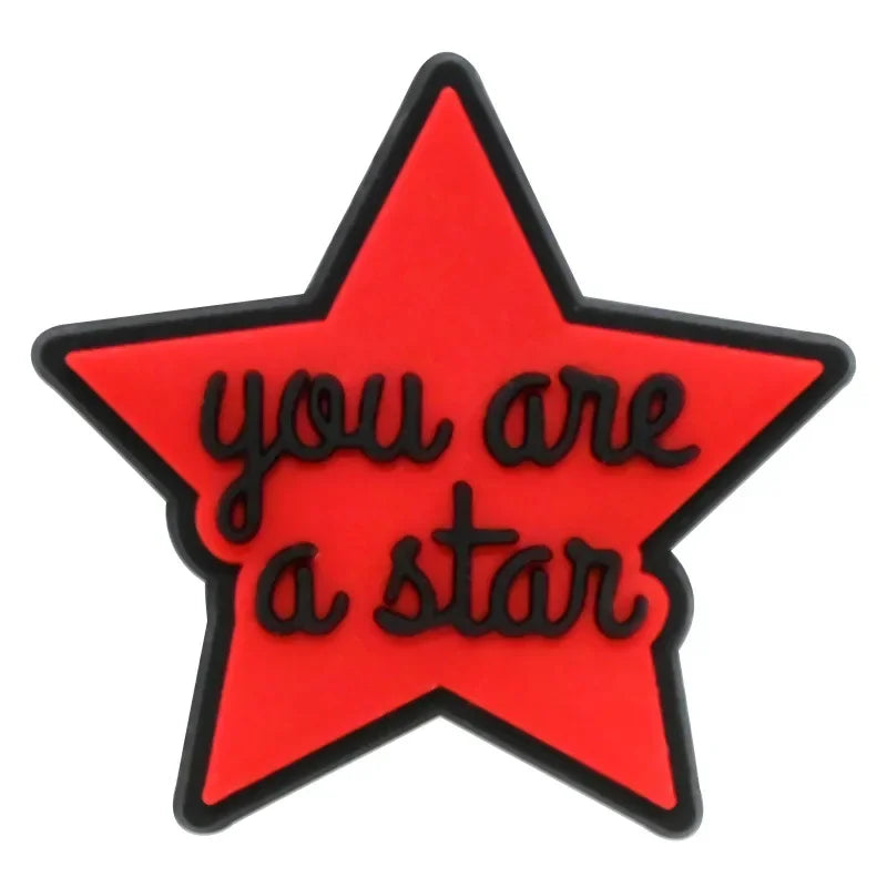 Cute Pink Power Shoe Charms Decoration for Crocs Pin Accessories Charms Bracelet Wristband DIY Shoe Women Party Gifts