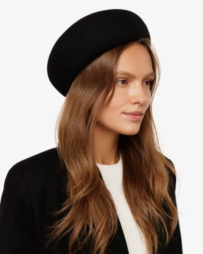 Women Wool Felt Berets Hat Vintage Hard Top Concave Top Fedoras Hats Wedding Fascinator Hats Wedding Cocktail Party Pillbox Cap