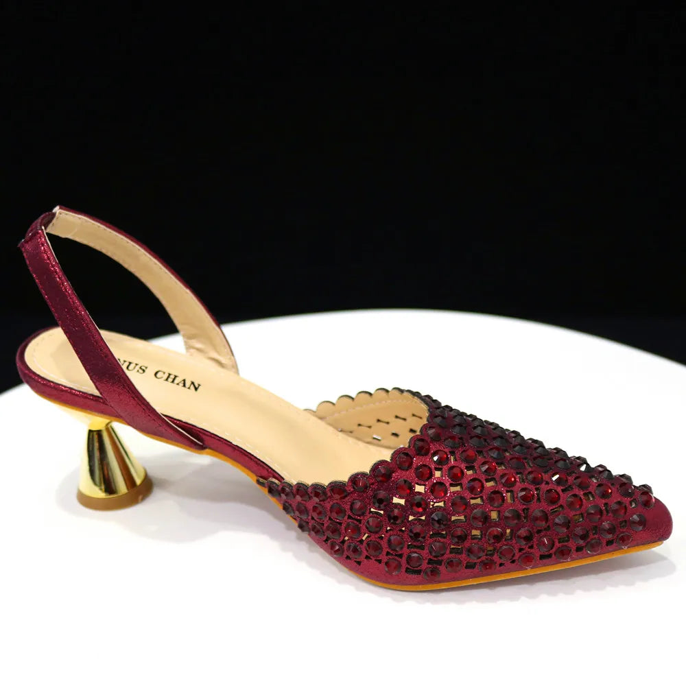 Fashion Summer 2023 Beads Decorated Muffin Bottom Sandals Wear Comfortable And Versatile Elegant Ladies Shoes And Bag Set