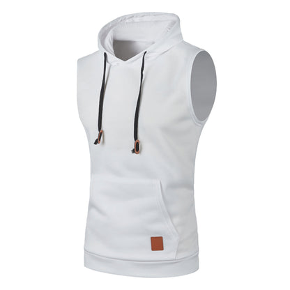 Mens Sleeveless Hoodies Fashion Casual Hooded Sweatshirt Men Bodybuilding Tank Top Sporting Shirt Waistcoat Vest Gym