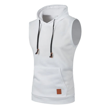Mens Sleeveless Hoodies Fashion Casual Hooded Sweatshirt Men Bodybuilding Tank Top Sporting Shirt Waistcoat Vest Gym