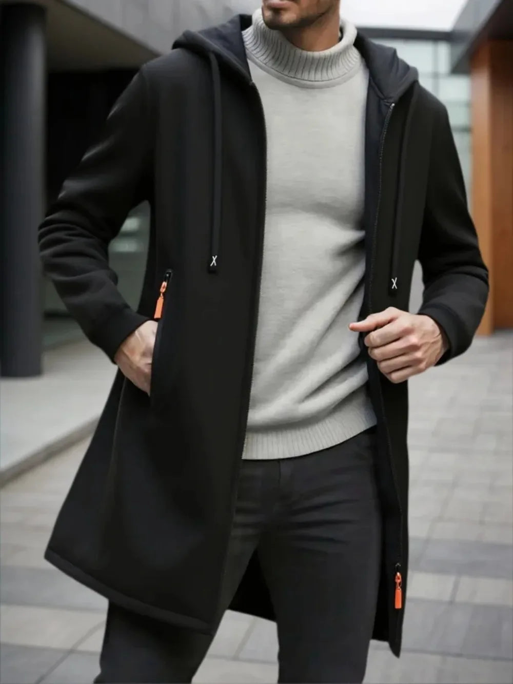 Men's Zipper Long Sleeve Coat Autumn Winter Fleece Warm Hoodies Jacket Loose Casual Outdoor Tracksuit Solid Color Sweatshirts