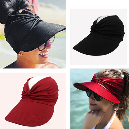Spring and Summer Beach Sun Hat for Women New Ladies Outdoor Sports Empty Top Hat Sun-Protection Visior