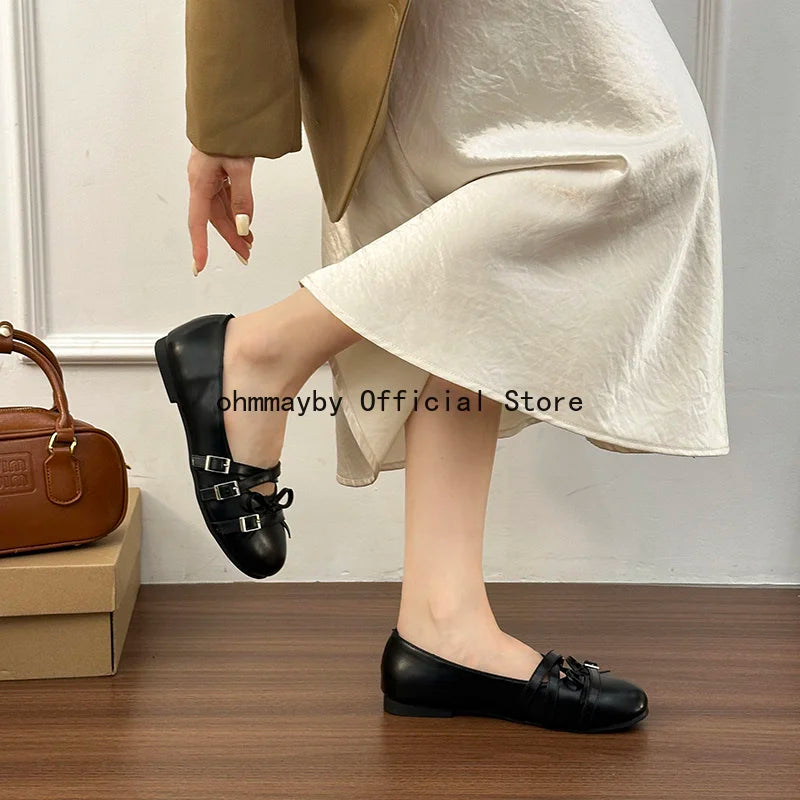 Silver Women Ballet Flats Comfortable Round Toe Shallow Shoes 2026 New Spring Autumn Vintage Ladies Dress Mary Jane Shoes